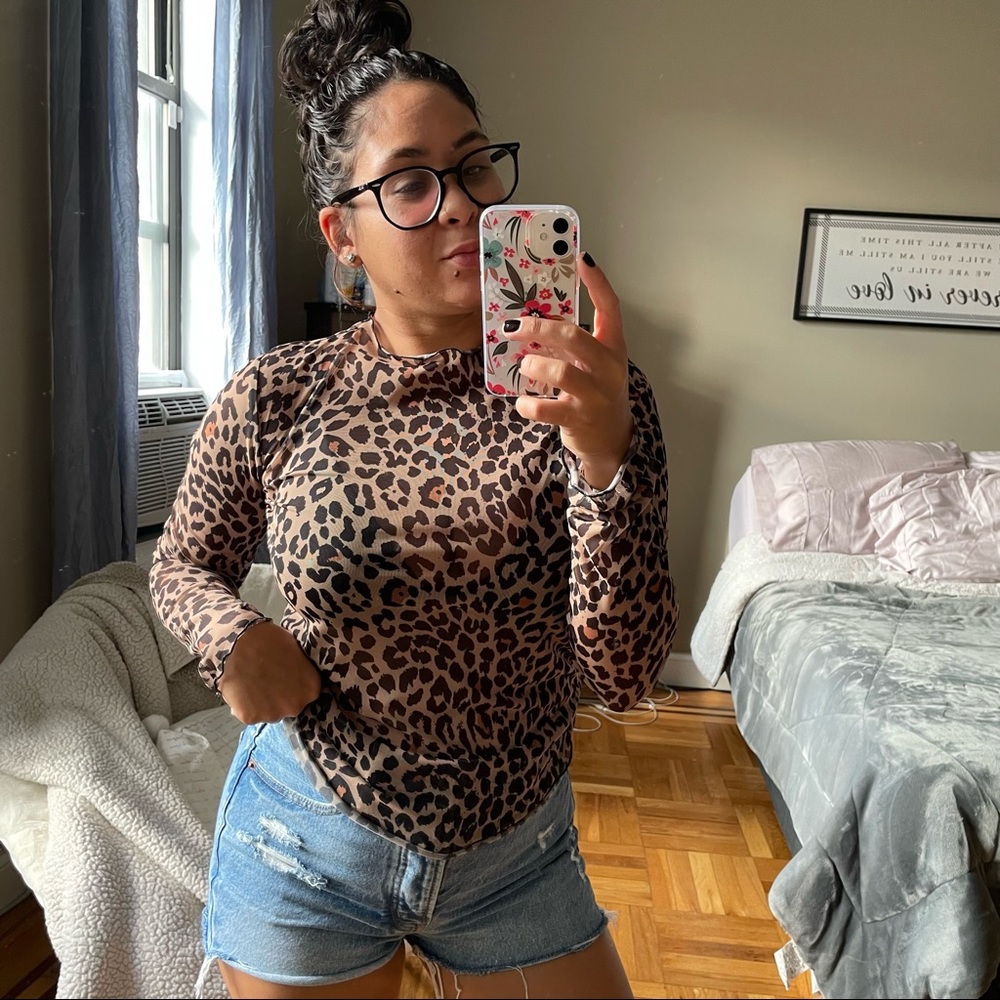 zara | leopard print top